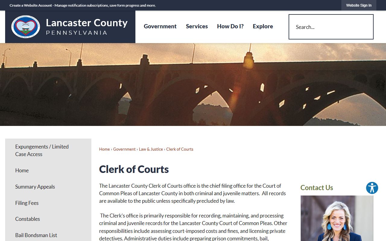 Lancaster County Clerk of Courts criminal and juvenile filing office