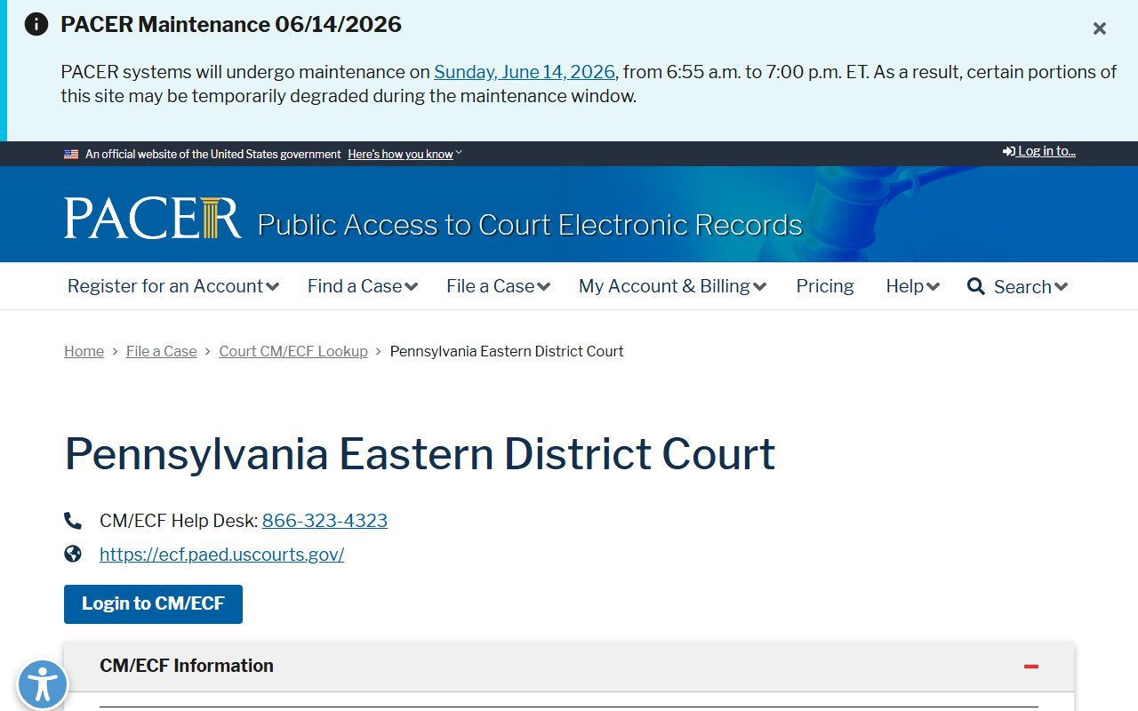 Lancaster County court records PACER Eastern District lookup