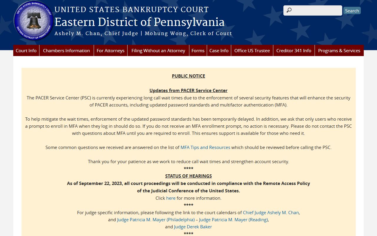 Lancaster County court records U.S. Bankruptcy Court Eastern District