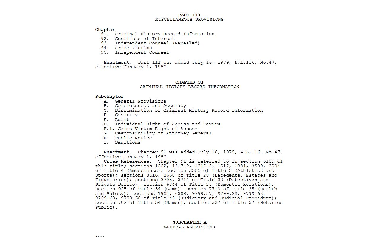 Lancaster County court records Pennsylvania CHRIA Chapter 91