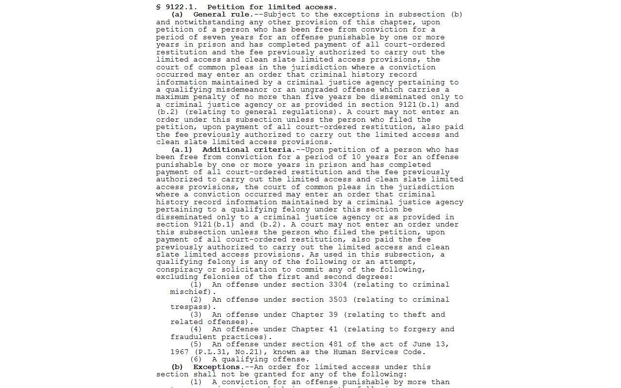 Lancaster County criminal court records limited access statute