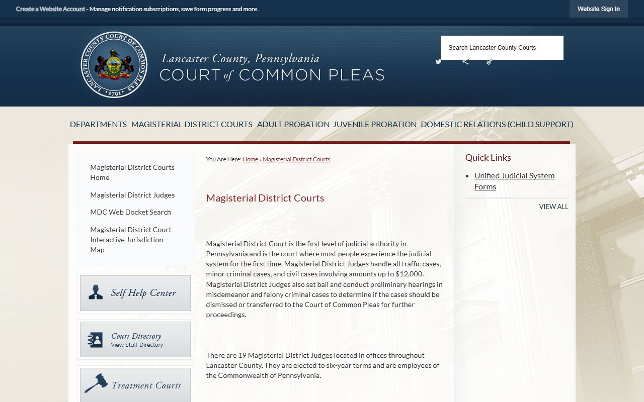 Lancaster County Magisterial District Court overview