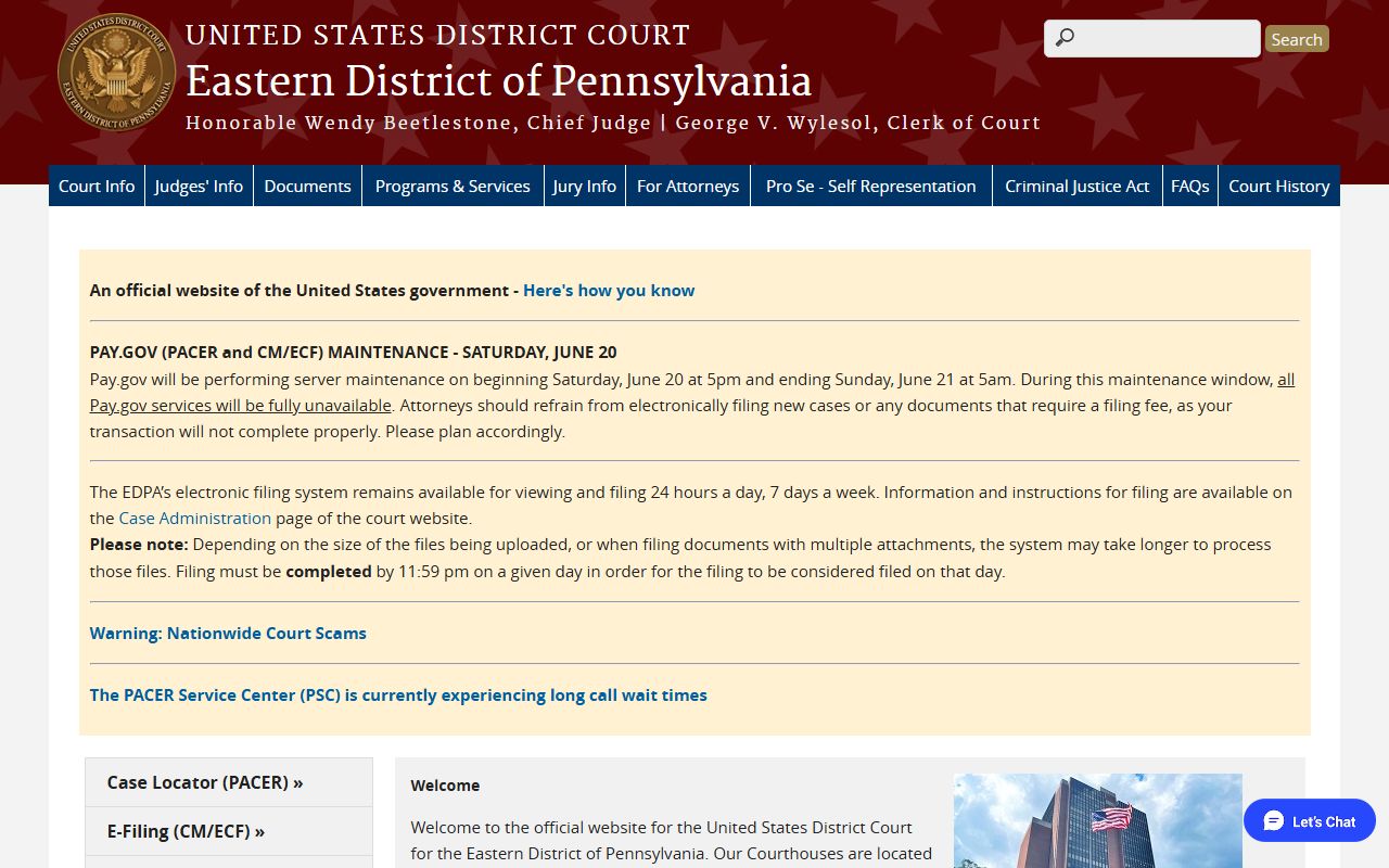 Lancaster County court records U.S. District Court Eastern District of Pennsylvania