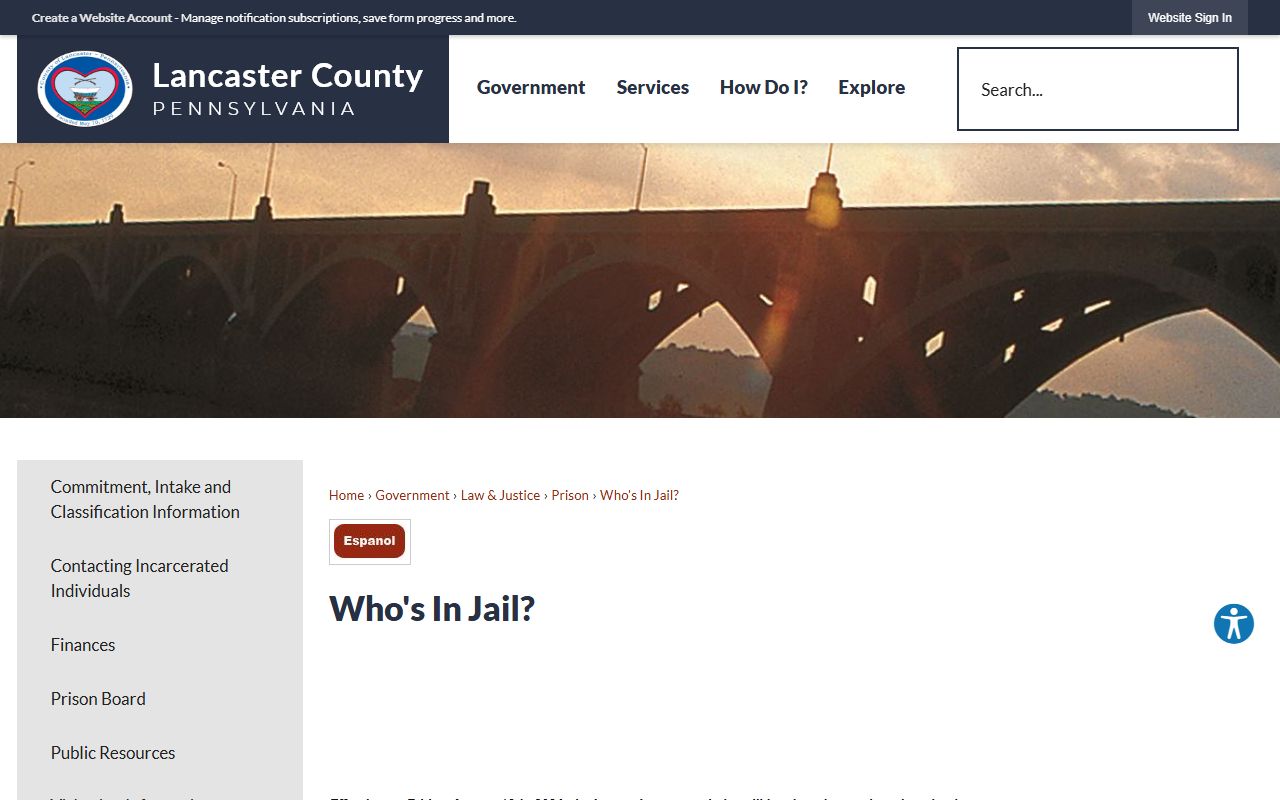 Lancaster County inmate records Who's In Jail search policy page