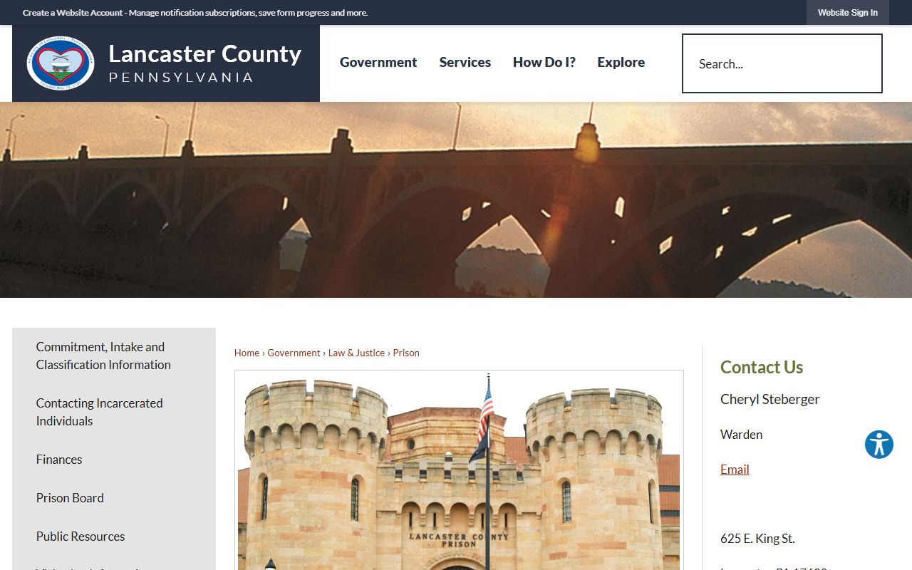 Lancaster County inmate records prison landing page