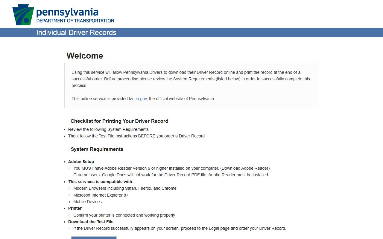 Lancaster County traffic court records PennDOT individual driver records portal