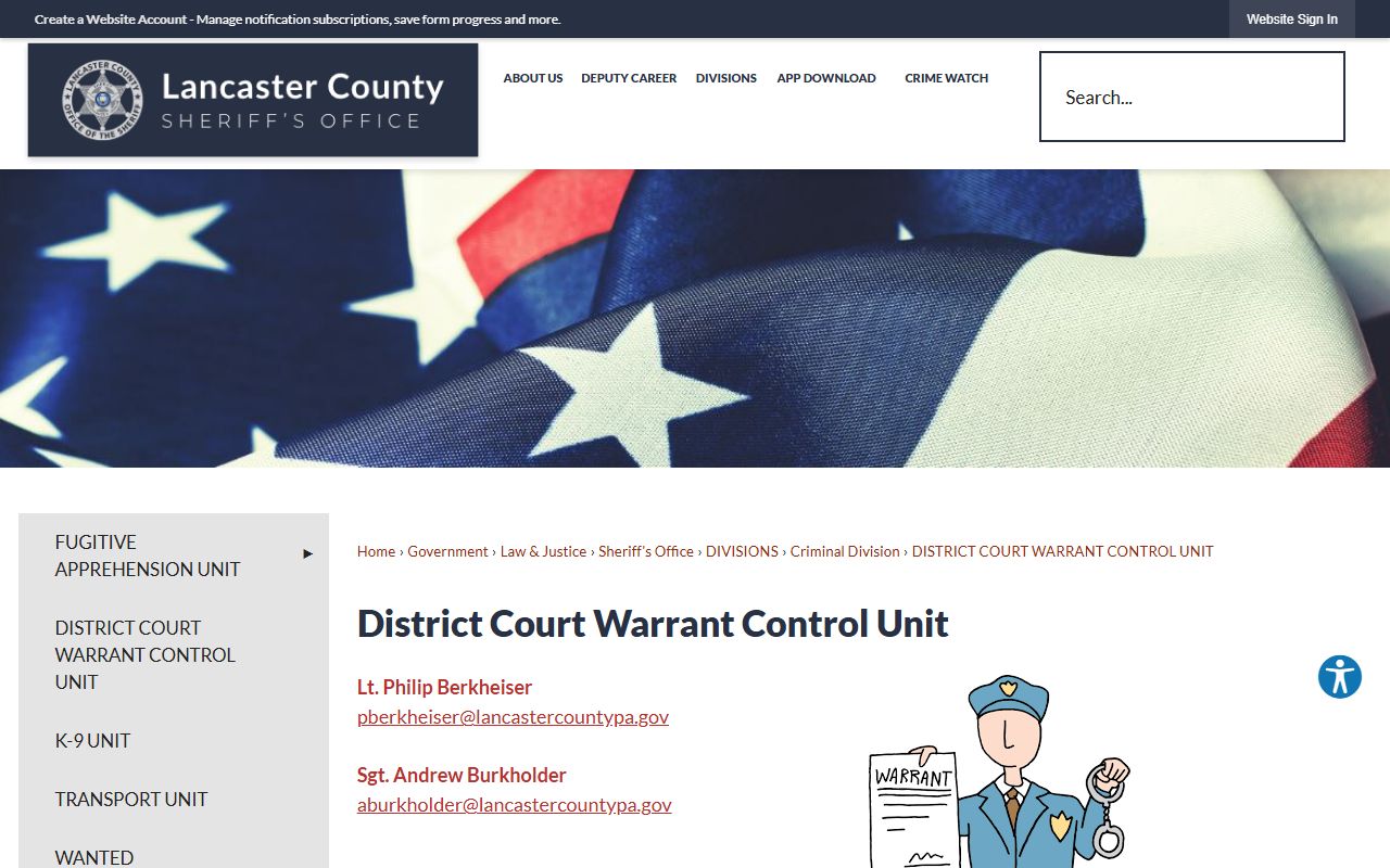 Lancaster County warrant records District Court Warrant Control Unit